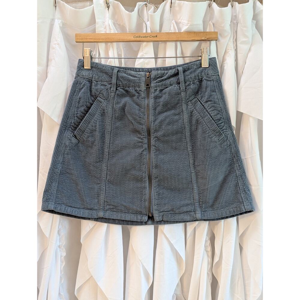 Gray Corduroy Zipper Hi-Rise A-Line Skirt by American Eagle Size 2